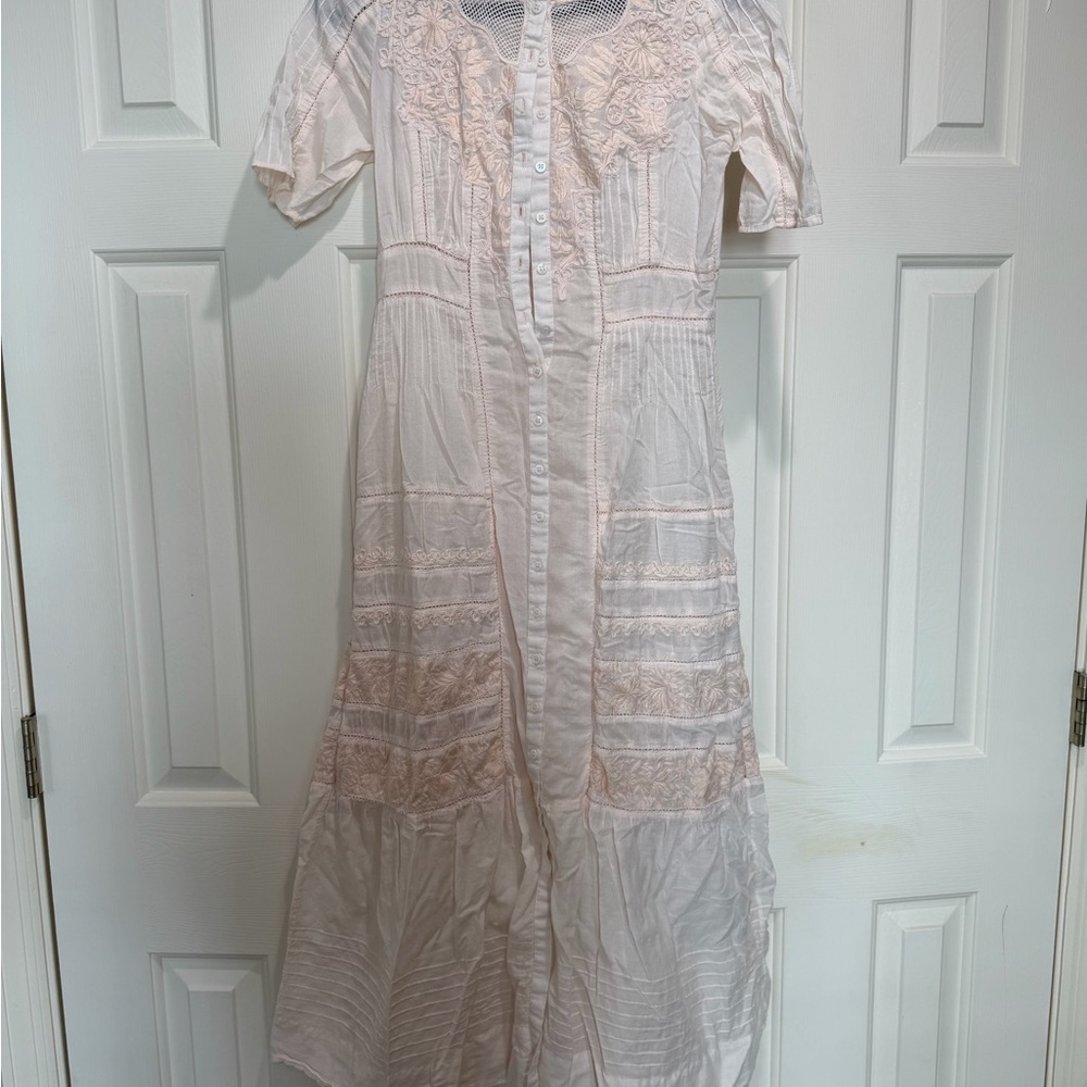 LoveShackFancy White Lace Long Sleeve Dress